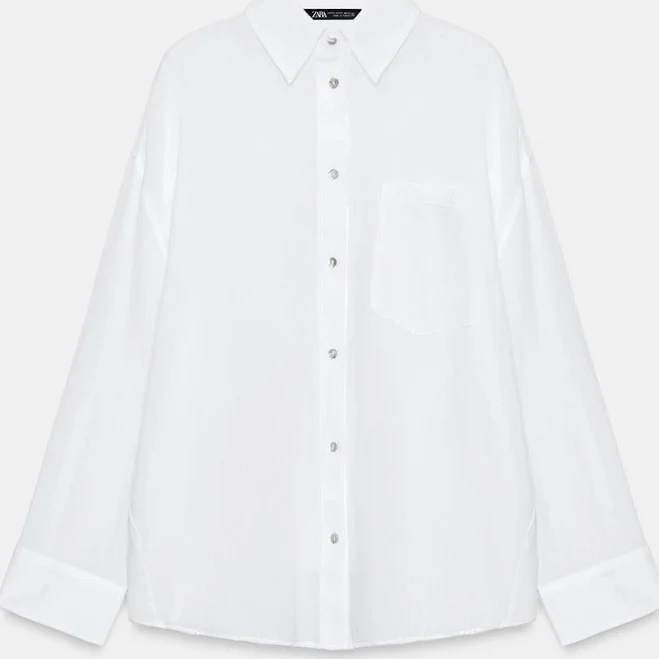 cover-up Zara Oversized Gauze Shirt with Pockets Zara USA $39.9