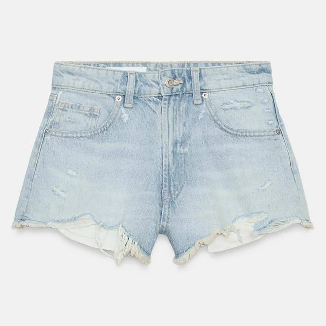 bottom Zara Trf Ripped High-Waisted Denim Shorts Zara USA $45.9