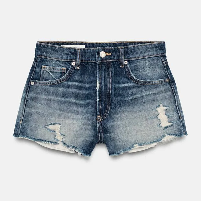 shorts Zara Trf Ripped High-Waisted Denim Shorts Zara USA $45.9