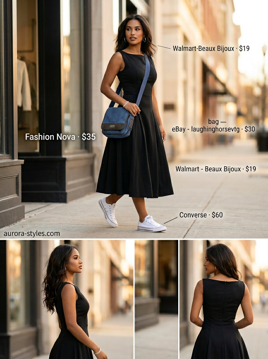 Coral mini skirt with white top, denim crossbody bag, and sneakers. Summer dresses for women 2026 playful outfit.