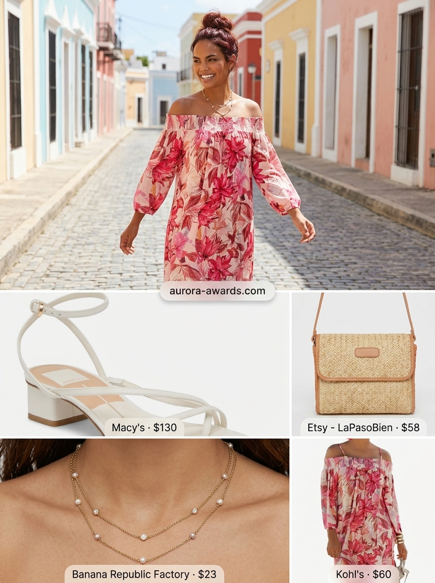 Blush pink jumpsuit with white sandals and straw bag for summer dresses for women 2026. Casual day out outfit.