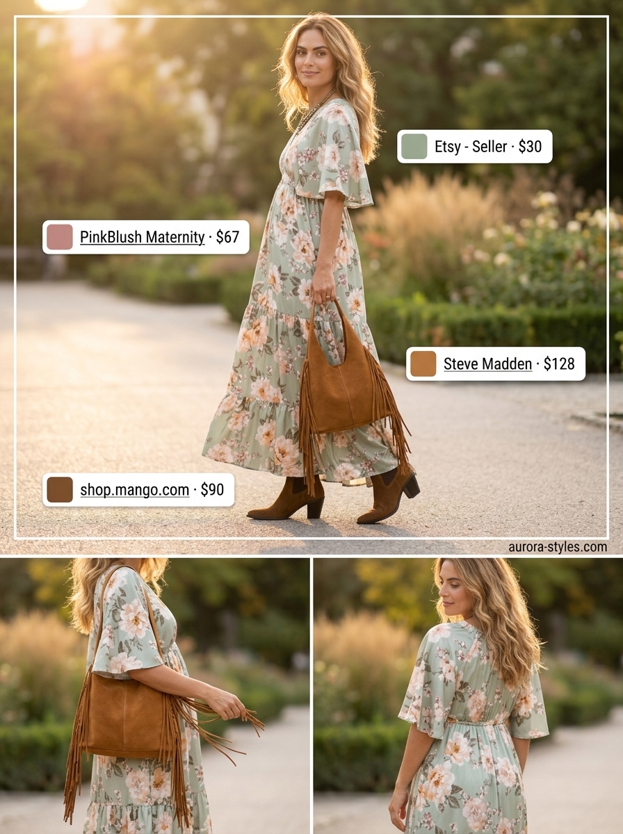 Boho floral maxi dress for summer fashion outfits for women 2026. Great for festivals and beach gatherings.