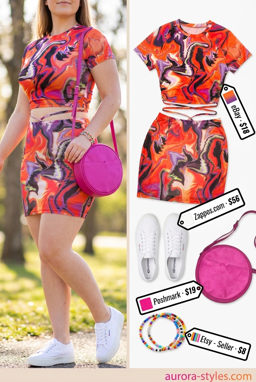 Summer outfits for women with Pear Shape 2026: Mini skirt set for festivals.