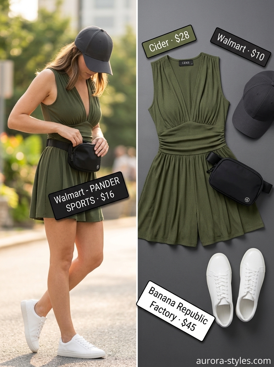 Sporty charcoal grey knit romper outfit for women 2026, ideal for travel and active days.