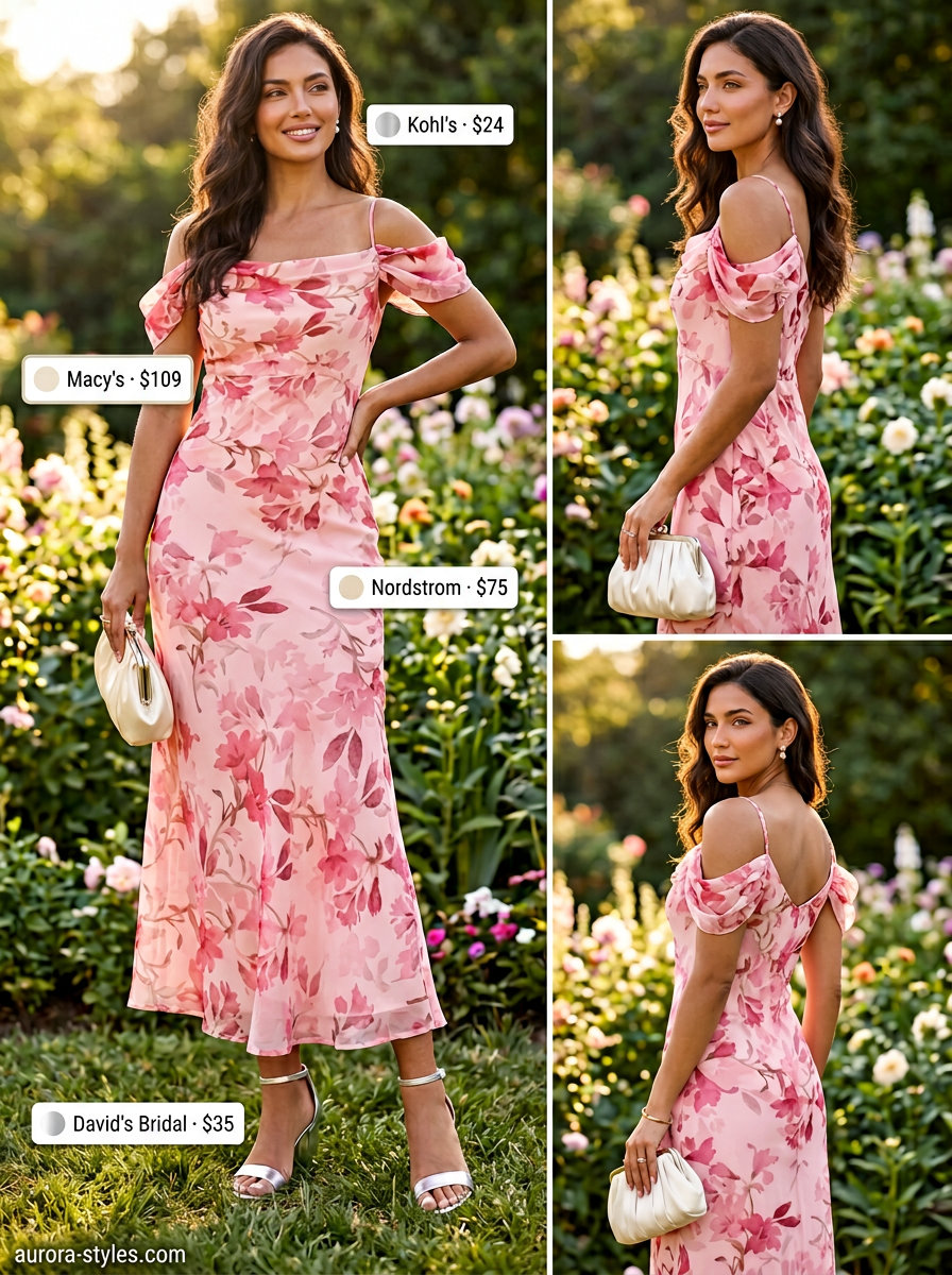 Blush pink floral chiffon midi dress, perfect for summer sleeveless dresses for women 2026 garden parties.