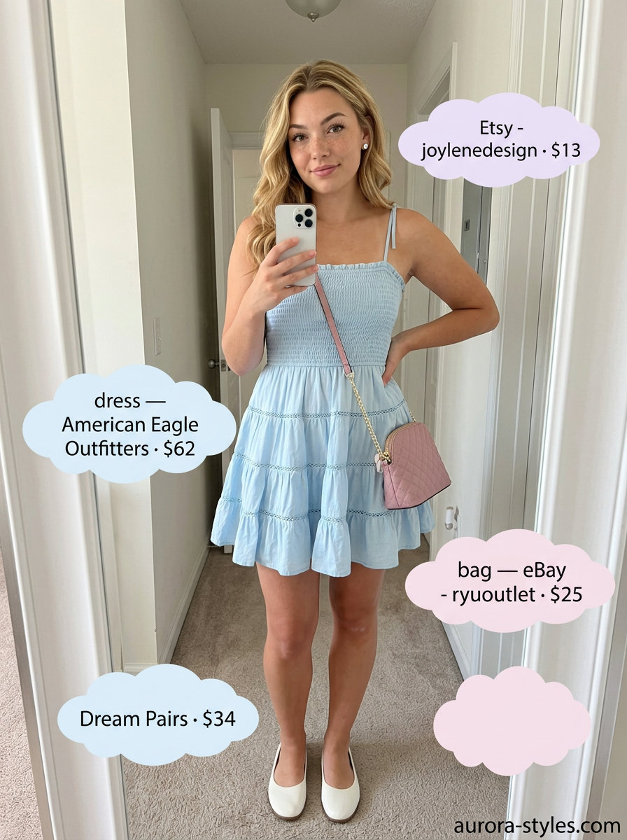 Sweet pastel blue sleeveless sundress for women 2026, great for casual days and picnics.