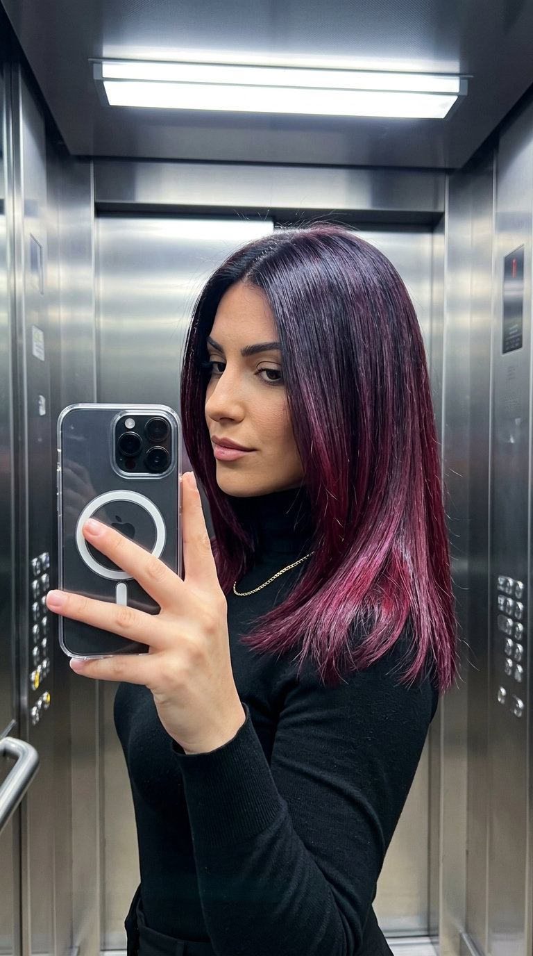 long black cherry color melt with violet-red and black cherry, blended for luxurious drama
