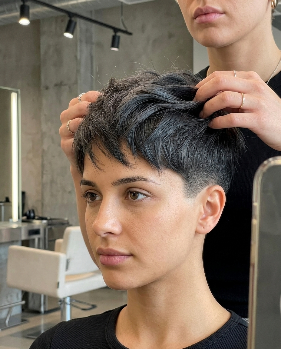 Edgy Undercut Crop: Modern Summer Hair 2026 short cool ash brown crop haircut with undercut and textured top for summer