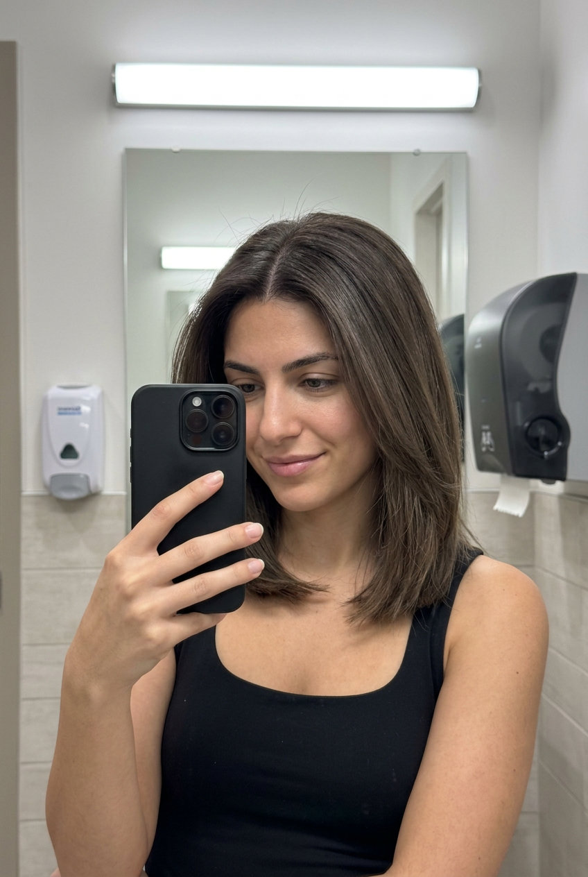 Deep Ash Brown Root Refresh 2026 short ash brown root refresh with deep cool espresso, single process color for office wear