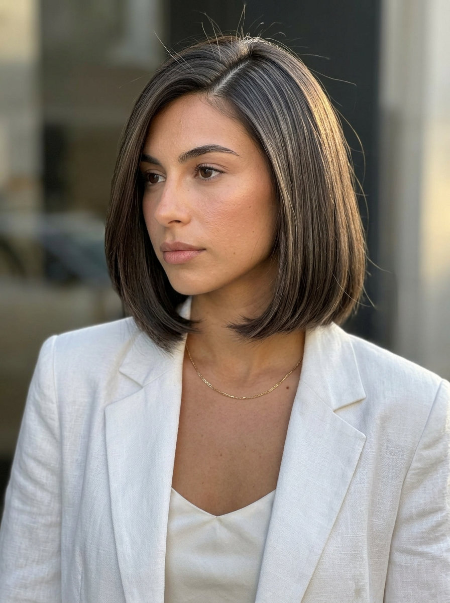 Parisian Power Bob 2026 short deep espresso brunette bob hairstyle with high-gloss shine for summer