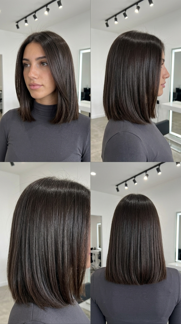 Power Player Espresso Lob 2026 medium blunt lob with deep espresso brown, razor-sharp perimeter for professional look