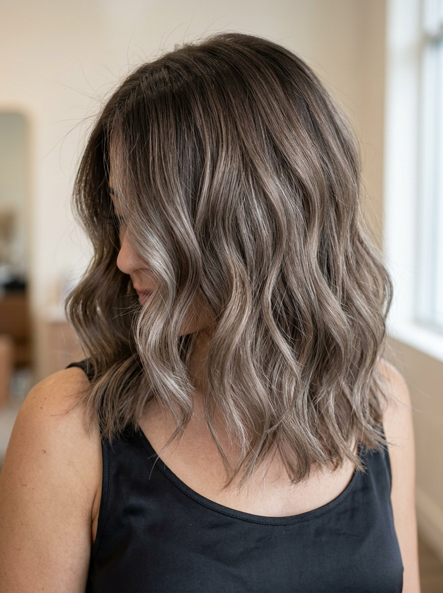 Frosted Walnut Shadow Root 2026 long frosted walnut shadow root with cool beige, diffused highlights for quiet luxury