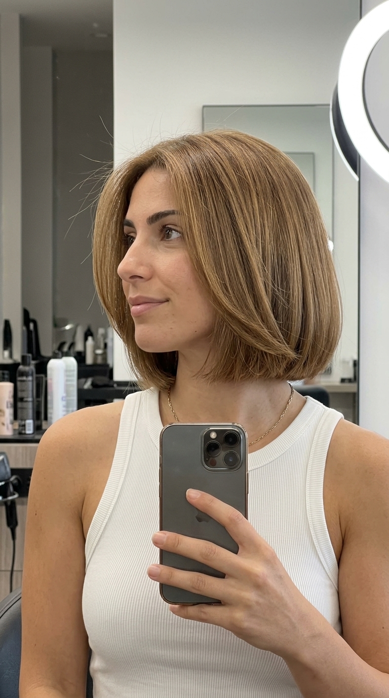 shoulder-length golden brown bob with ghost layers for summer 2026