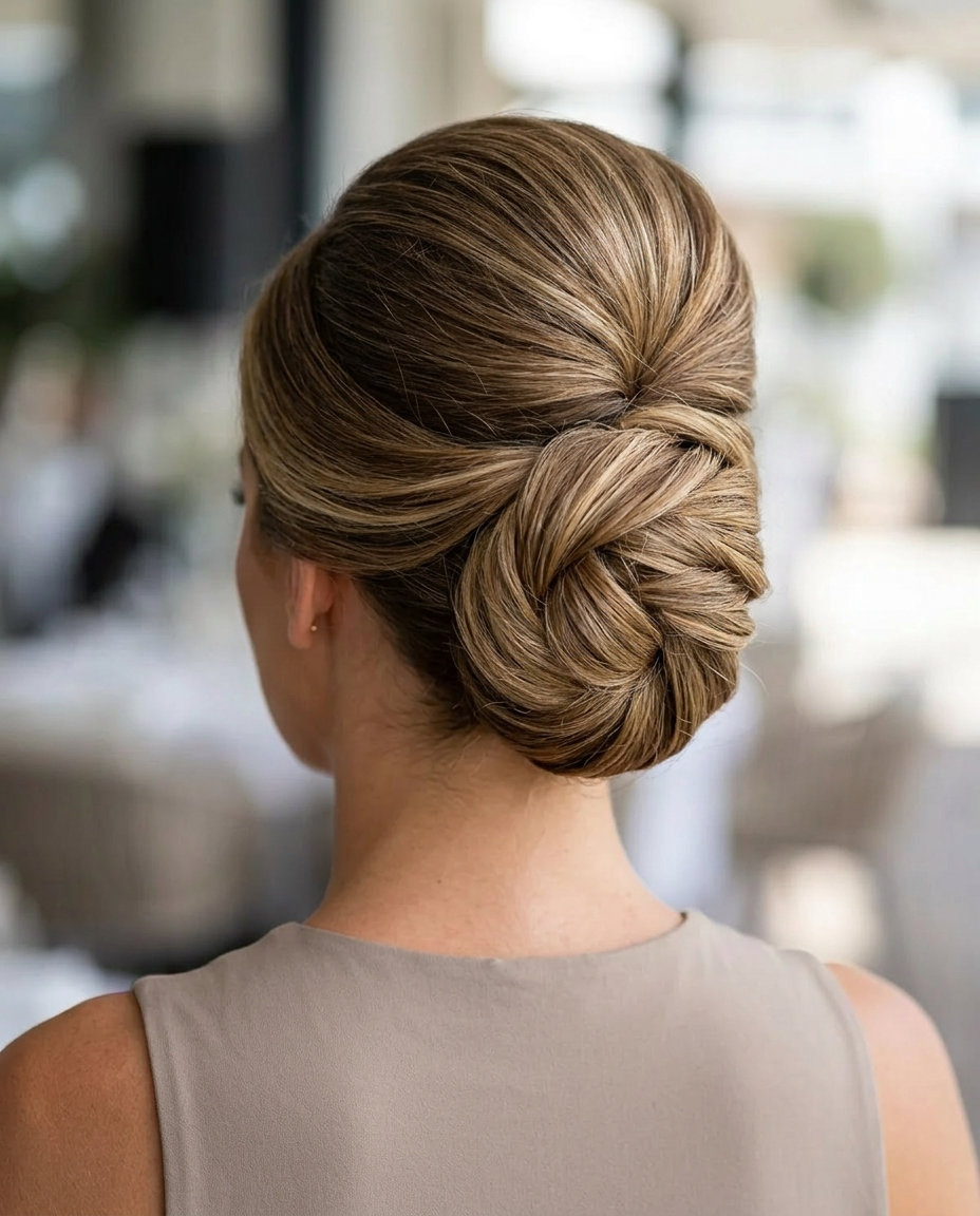 long bouffant updo with linen blonde and neutral beige, backcombing and smoothing technique, no fringe — glamorous formal event