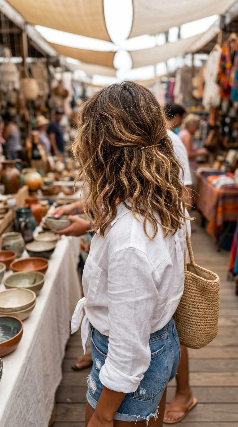 Effortless Lob: Casual Chic Summer Hairstyles 2026 shoulder-length linen blonde effortless tousled lob with natural waves — casual chic summer hairstyle 2026