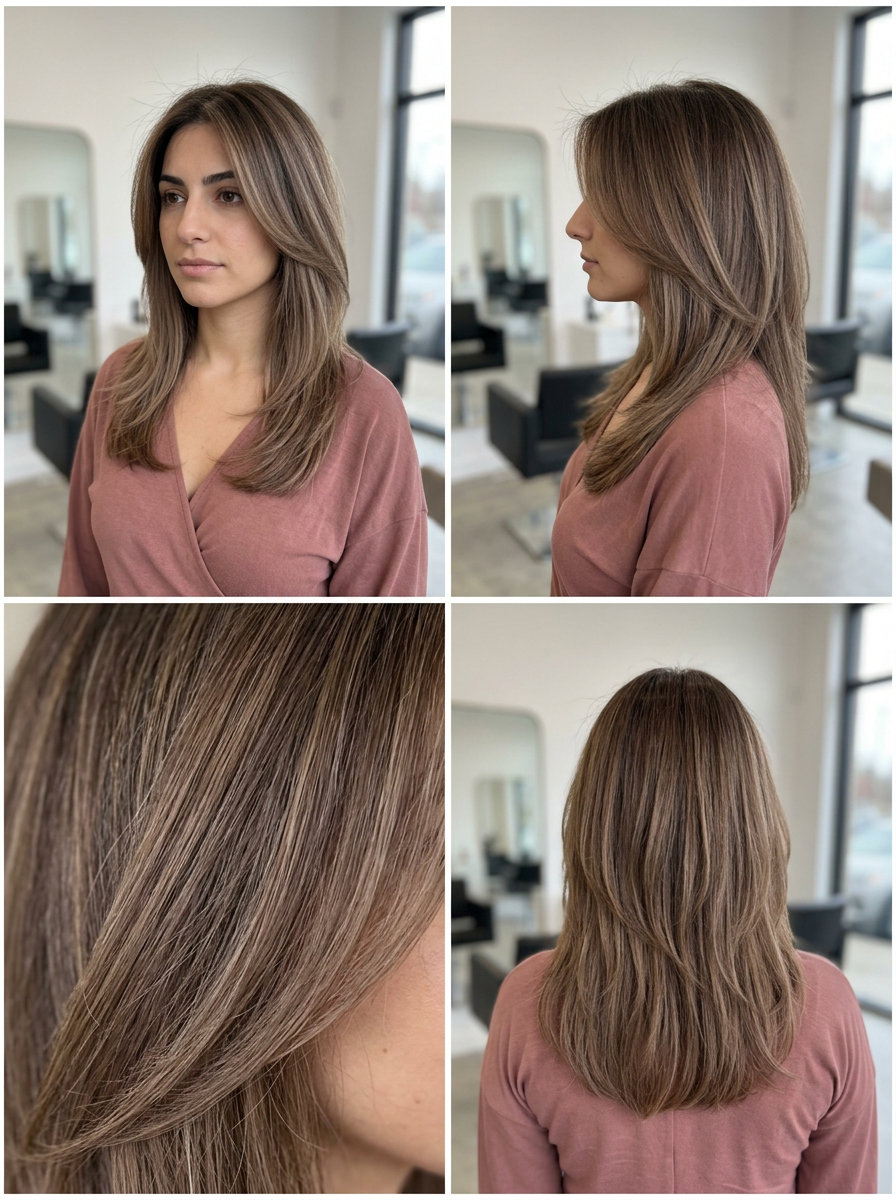 Mocha Latte Root Smudge 2026 medium-length mocha latte root smudge with creamy mocha, diffused blend — effortless playful