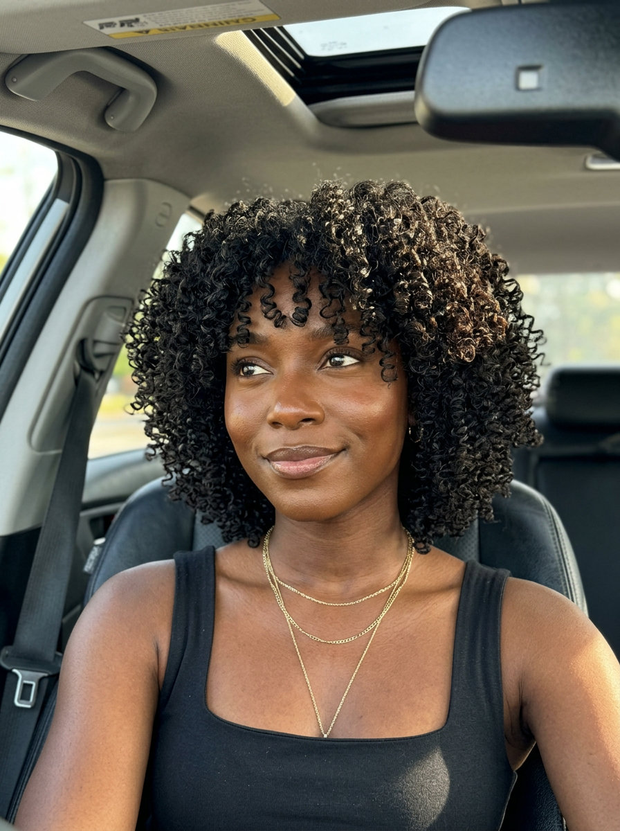 Textured Natural Black Bixie 2026 short natural black bixie haircut with high-gloss finish, textured layers for natural curls — bold, confident