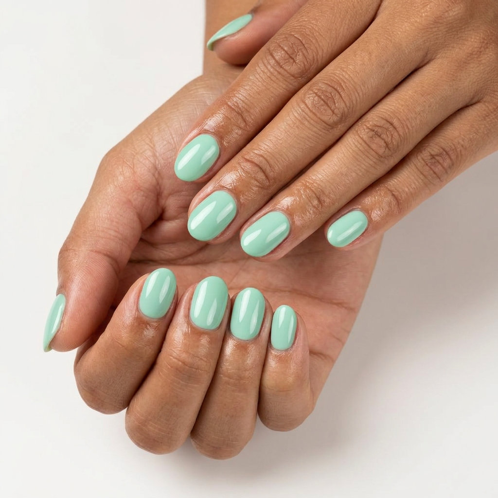 Mint Green Milky Clean Oval nails for oval summer nails 2026. Daily wear & work appropriate.