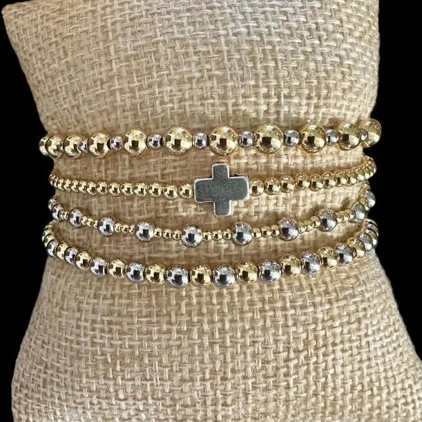 accessory 4 Piece Mixed Metal Bracelet Stack Etsy - Seller $52
