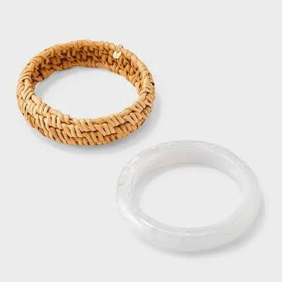 accessory A New Day Woven Rattan Bangle Bracelet Set Target $9.6