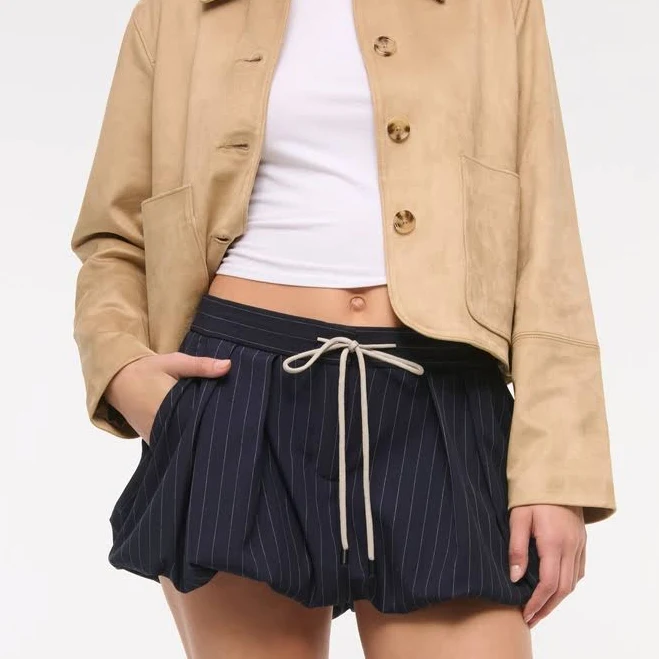 skirt Abercrombie & Fitch Women's Mid Rise Tailored Bubble Hem Pinstripe Skort Abercrombie & Fitch $29.97