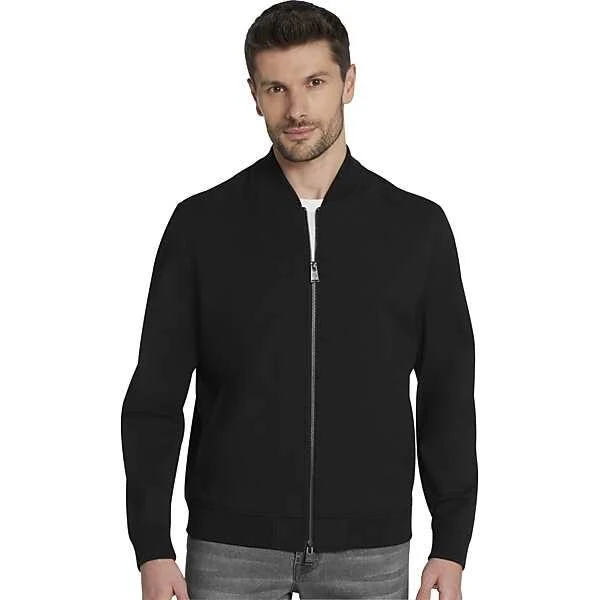 bomber jacket Awearness Kenneth Cole Men’s Slim Fit Stretch Bomber Jacket in Black – Medium Casual Zip Front Polyester Blend Outerwear Men's Wearhouse $99.99