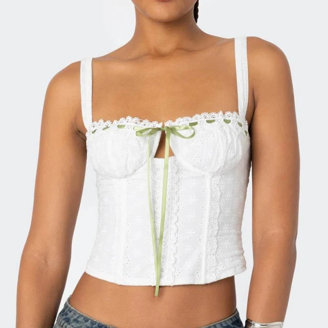 corset top Edikted Garden Girl Ribbon Eyelet Corset edikted $23.4