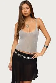 top Edikted Women's Meena Shiny Knit Tank Top edikted $25