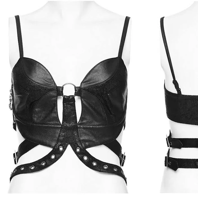 corset top Faux Leather Lace Up Top with Eyelet and Zipper hardnheavy.store $84