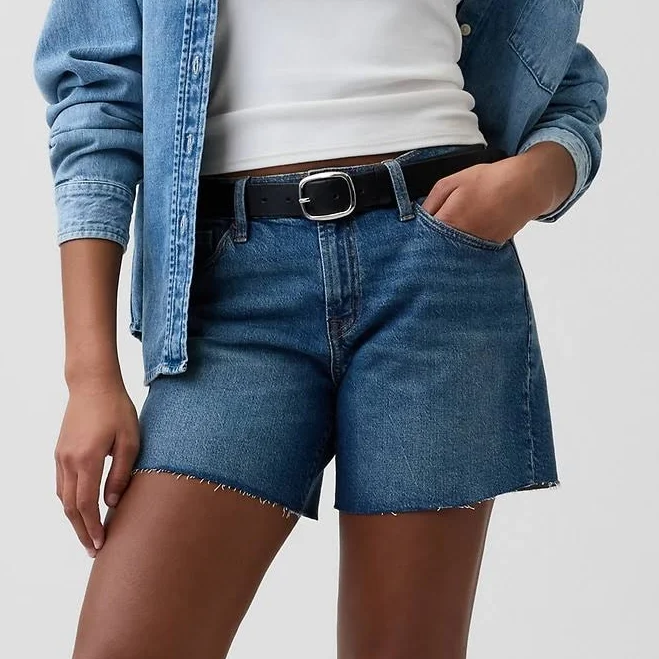 bottoms Gap Women's 5" Mid Rise Soft Denim Shorts Gap Factory $29.99