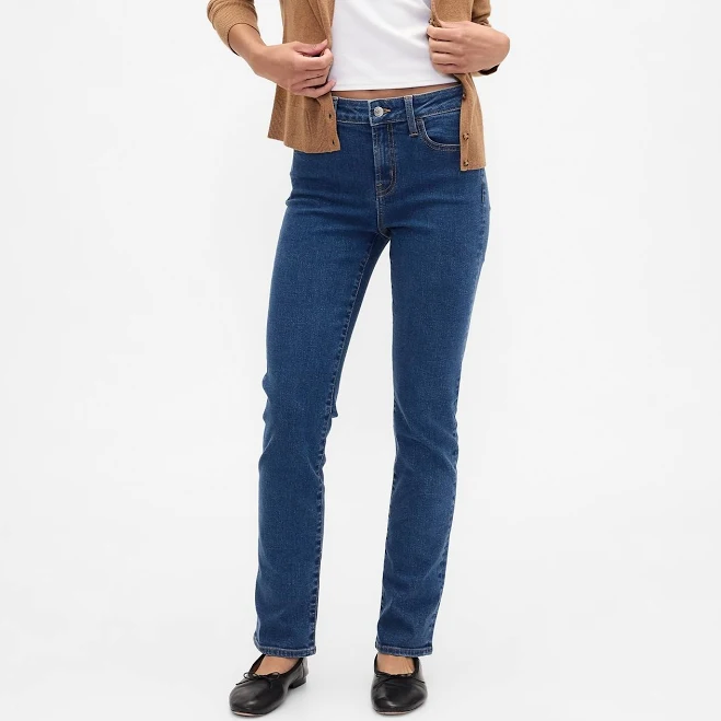 bottoms Gap Women's Mid Rise Classic Straight Jeans Gap Factory $35