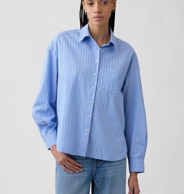 outerwear Gap Women's Oversized Poplin Shirt Gap Factory $29.99