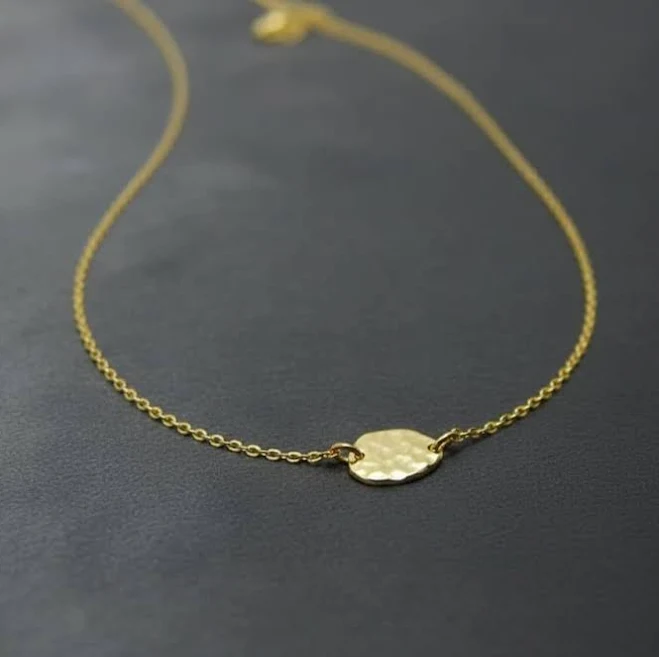 accessory Hammered Disc Pendant Necklace Etsy - ADMKstudio $29