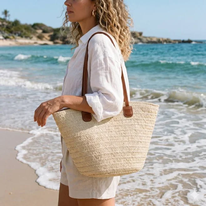 bag Handmade Straw Bag with Leather Handles Etsy - Seller $43.04