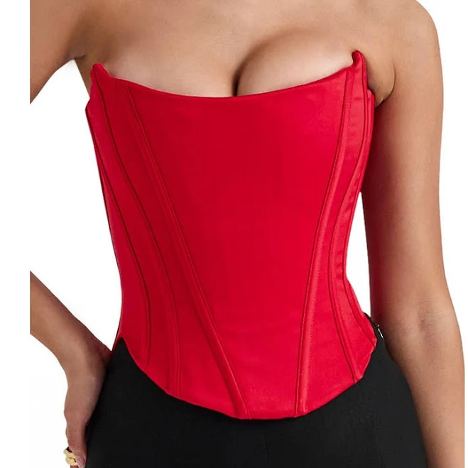 corset top House of CB Women's Genevieve Strapless Satin Corset Top Nordstrom $149