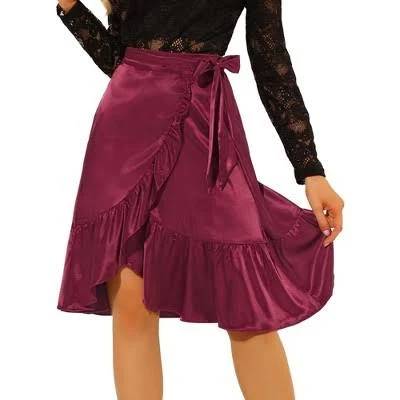 skirt Inspire Chic Women's Ruffle Satin Wrap Tie Waist Midi Skirt Target $27.99