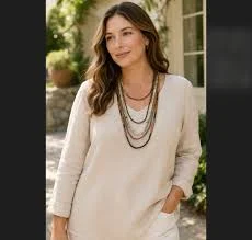 accessory J. Jill Layered Beaded Necklace Brown Cream Wood Adjustable Neutral Earthy NWT eBay $28