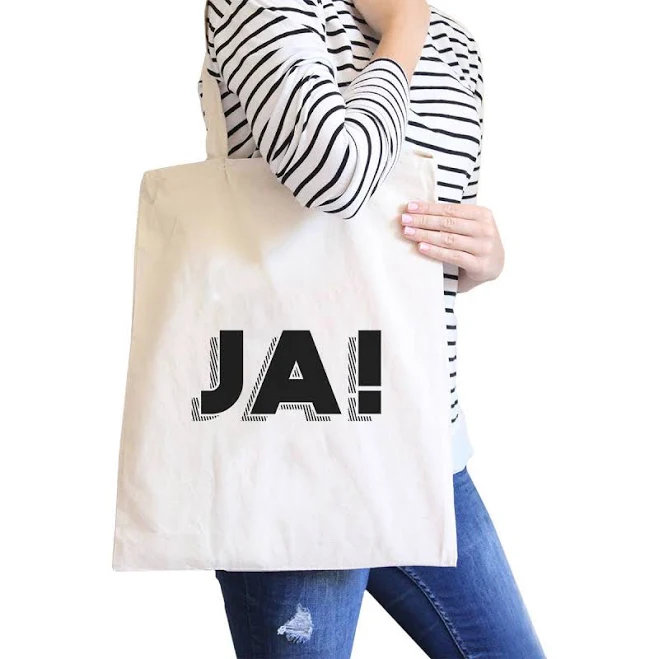 bag Ja! Typography Simple Cute Trendy Graphic Printed Natural/Black Canvas Tote Bag Etsy - ThreeSixFiveDesign $22.99