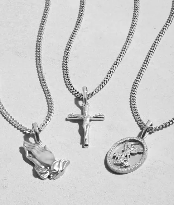 accessory JAXXON Men's Silver Praying Hands Pendant Necklace Jaxxon $173