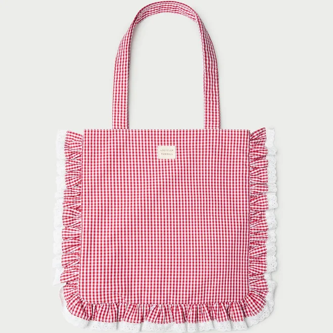 tote bag Justine Gingham Ruffle Tote Loeffler Randall $75