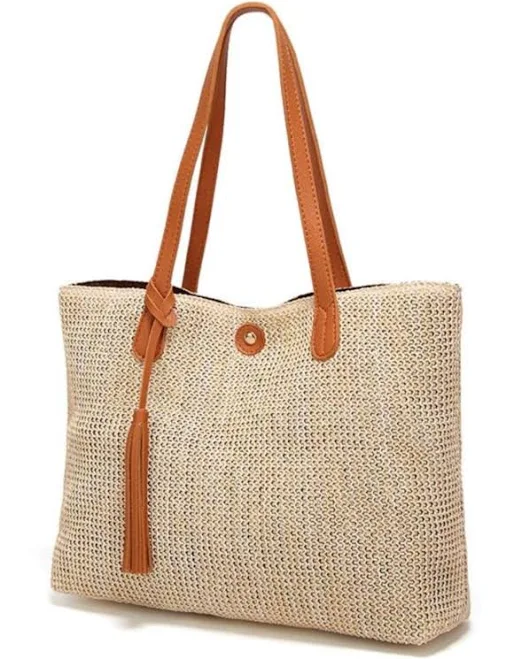 tote bag Lily Bloom Large Capacity Soft Straw Tote Shoulder Bag Lily Bloom Store $29.59