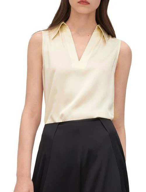 top Lilysilk V-Neck Sleeveless Silk Violet Shirt for Women Nordstrom $83.3