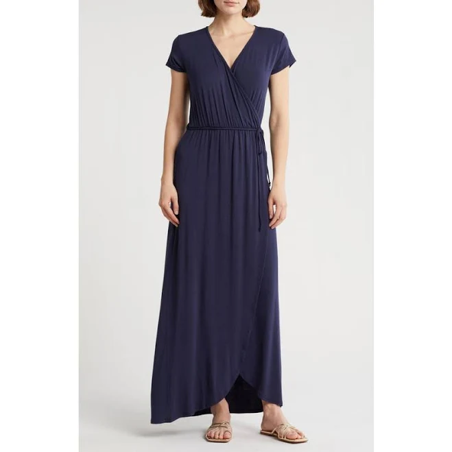 dress Loveappella Women's Cap Sleeve Faux Wrap Jersey Maxi Dress Nordstrom Rack $23.98