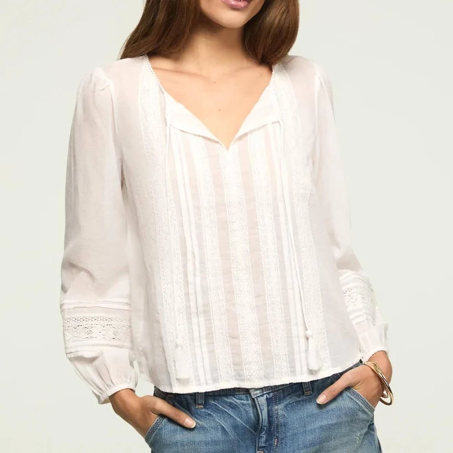 top Lucky Brand Women's Lace Pintuck Peasant Blouse Lucky Brand $37.49