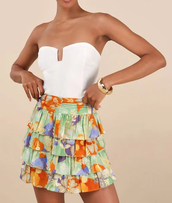 skirt Lulus Multi Boho Print Tiered Mini Skirt Lulus $39