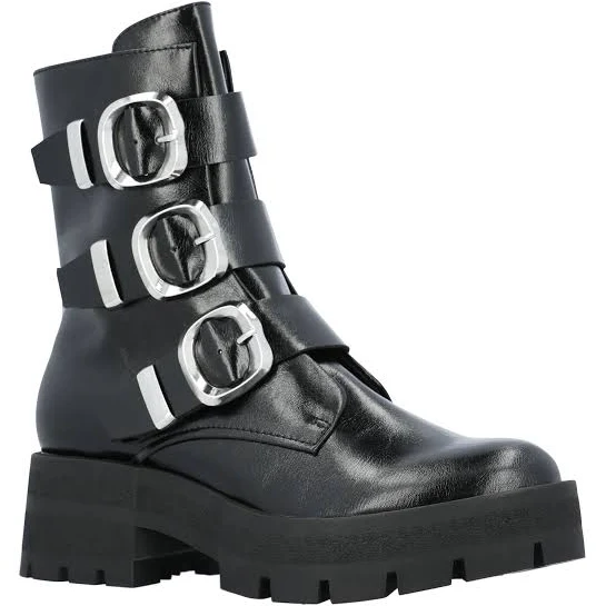 shoes Madden NYC Women's Faux Leather Buckle Combat Boots Walmart $15.07