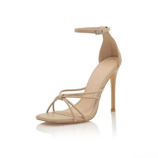 shoes Minimalist Strappy Ankle-Strap Stiletto Heel Sandals, Women's, Size: 9, Beige Kohl's $40