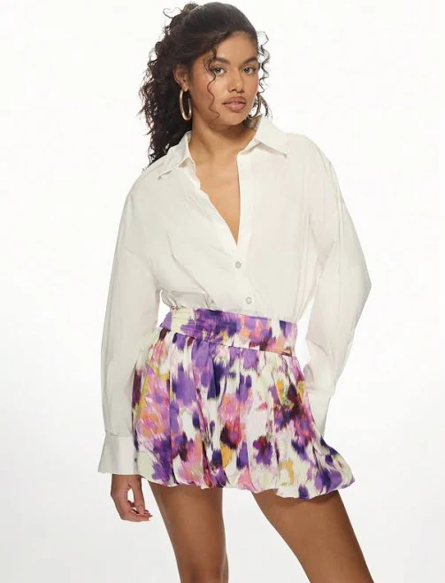 skirt Missguided Abstract Print High Rise A-Line Skirt with Elastic Waistband missguided $18.62