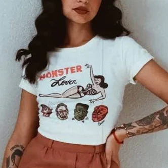 top Monster Lover Fitted Graphic T-Shirt Etsy - MischiefMadeMe $38