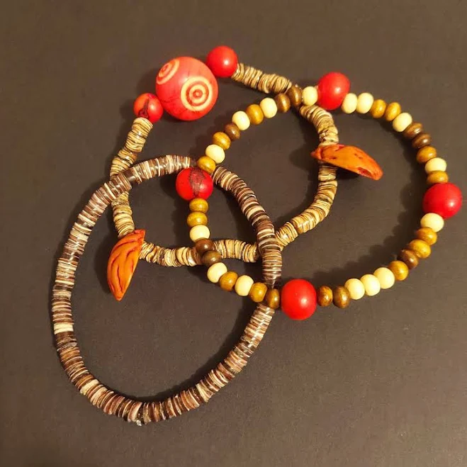 accessory Nature Lover Wood, Stone & Shell Beaded Bracelet Set Etsy - Seller $41.25